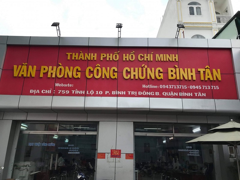 văn phòng công chứng Bình Tân