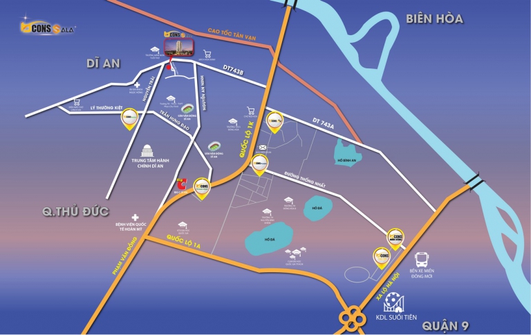 Vị trí của Bcons Sala Bình Dương
