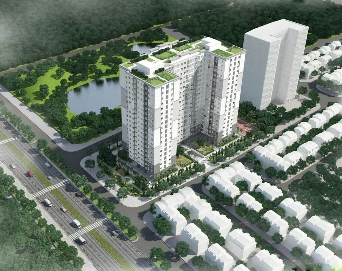 Dự án gồm 2 tòa chung cư cao 21 tầng và 25 căn liền kề