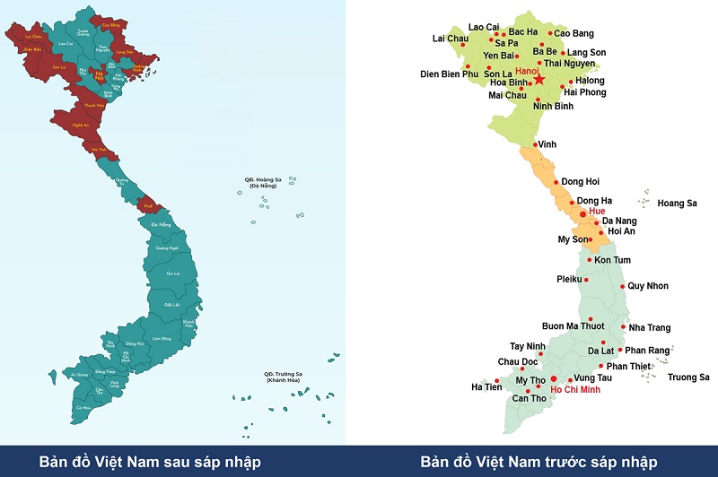 sáp nhập 63 tỉnh thành 34 tỉnh