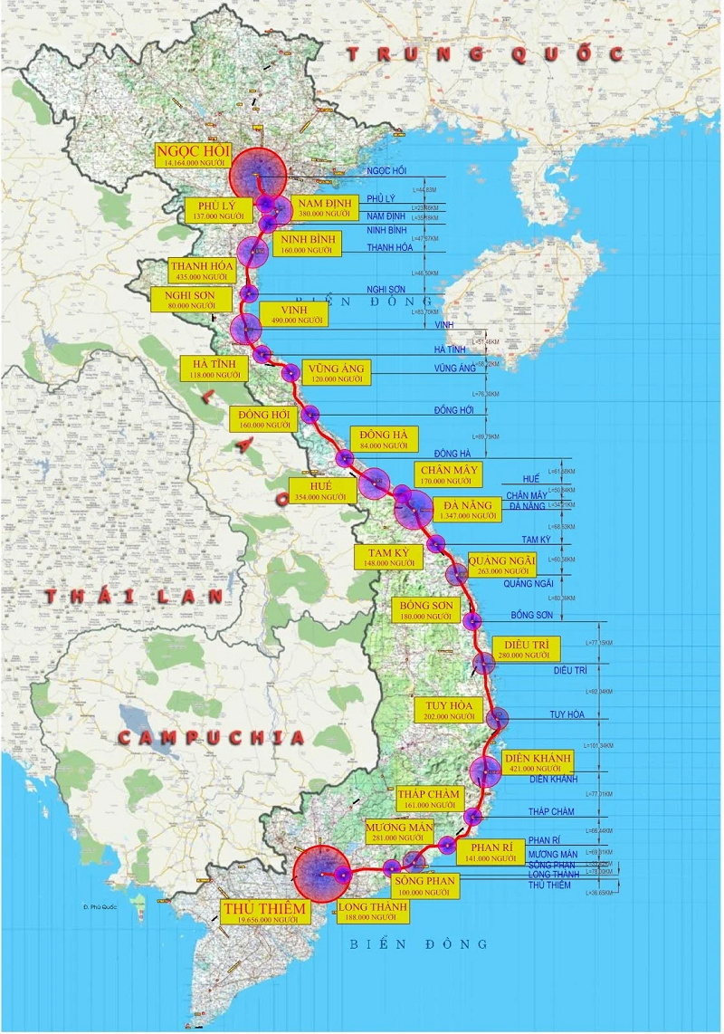 bản đồ quy hoạch đường sắt cao tốc bắc nam