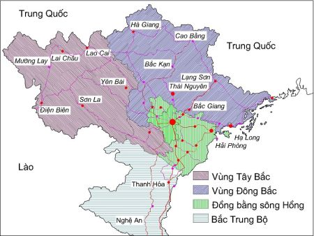 miền bắc gồm những tỉnh nào