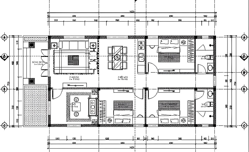 Nhà cấp 4 3 phòng ngủ 100m2 tại nông thôn