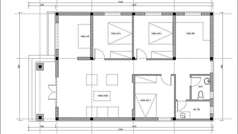Mẫu nhà cấp 4 3 phòng ngủ 100m2 mái bằng