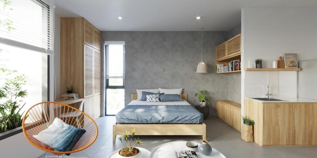 Căn hộ studio là loại hình căn hộ tích hợp mọi không gian chức năng sinh hoạt