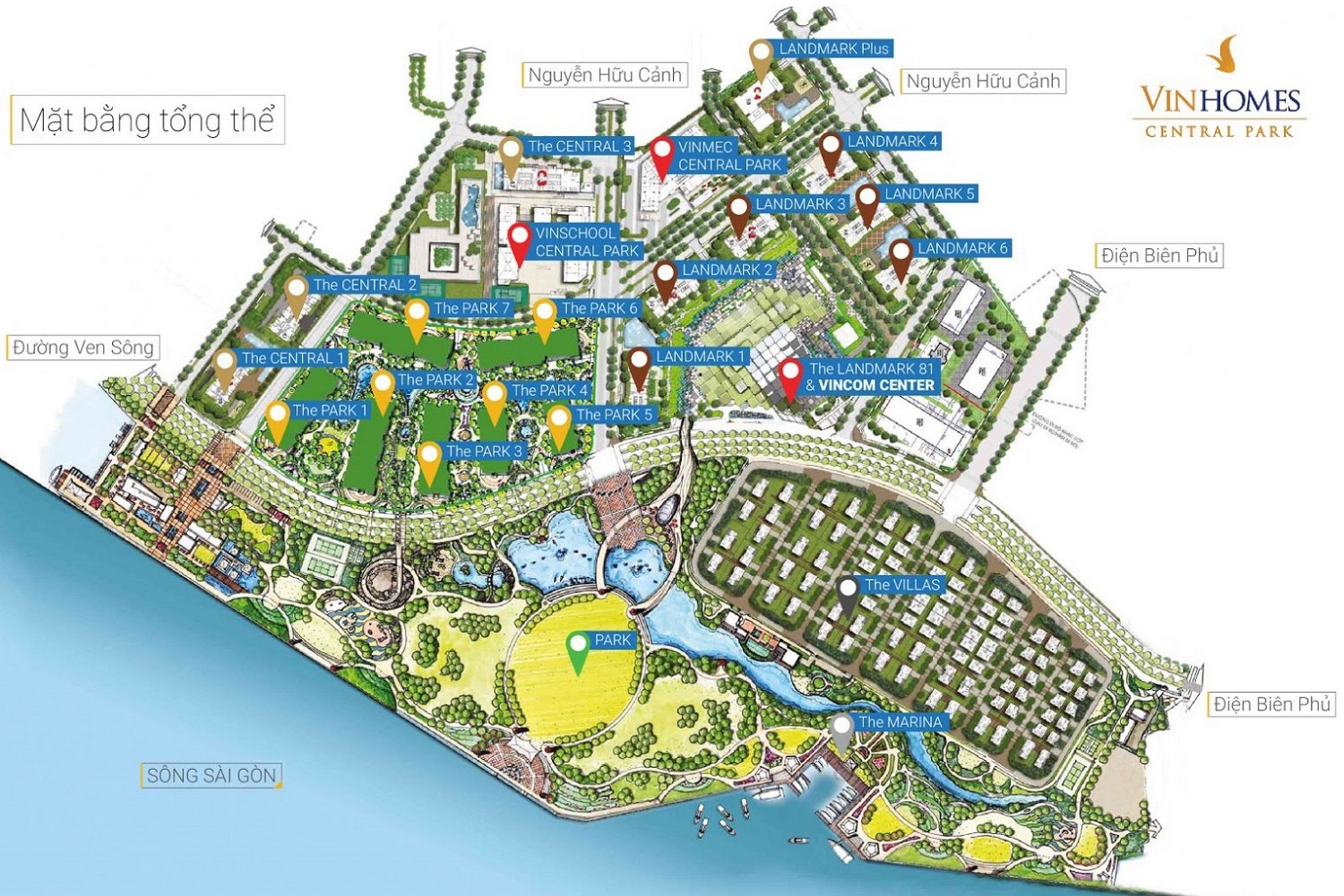 Mặt bằng tổng thể dự án Vinhomes Central Park