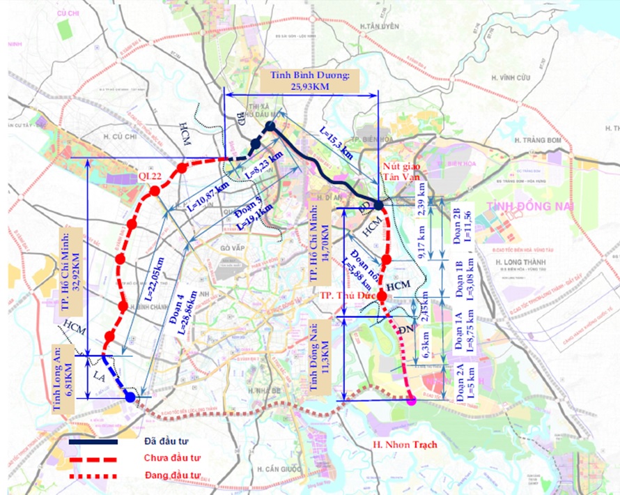 Sơ đồ Đường Vành Đai 3 đoạn Long An