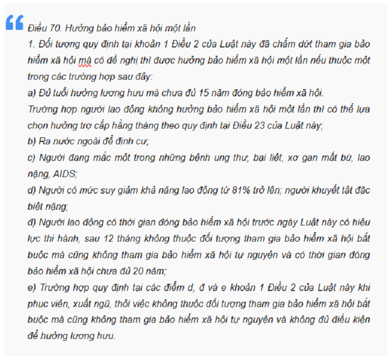 Điều 70 luật bhxh