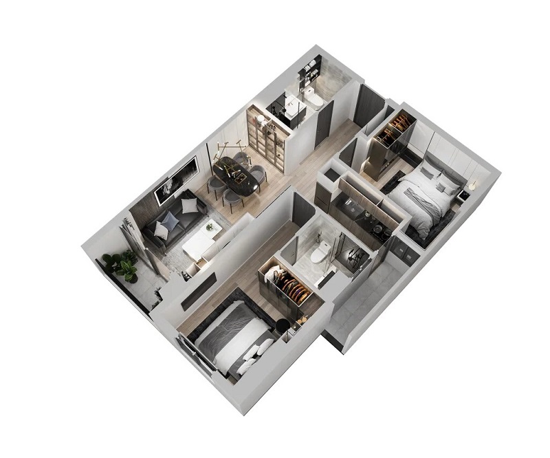 Căn hộ mẫu 2PN-2WC