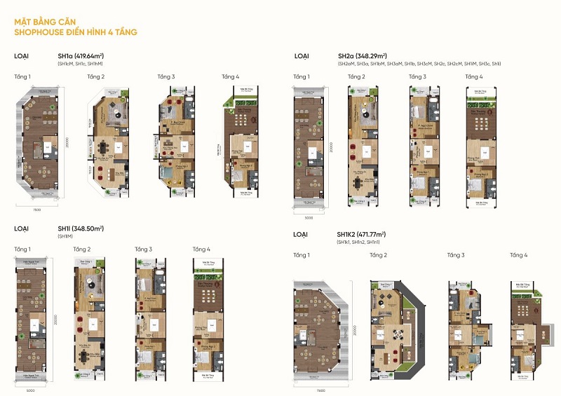 Layout thiết kế shophouse 4 tầng